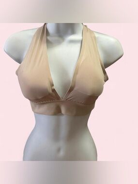 🤍34B Wireless Plunge Halter Bralette - Nude🤍